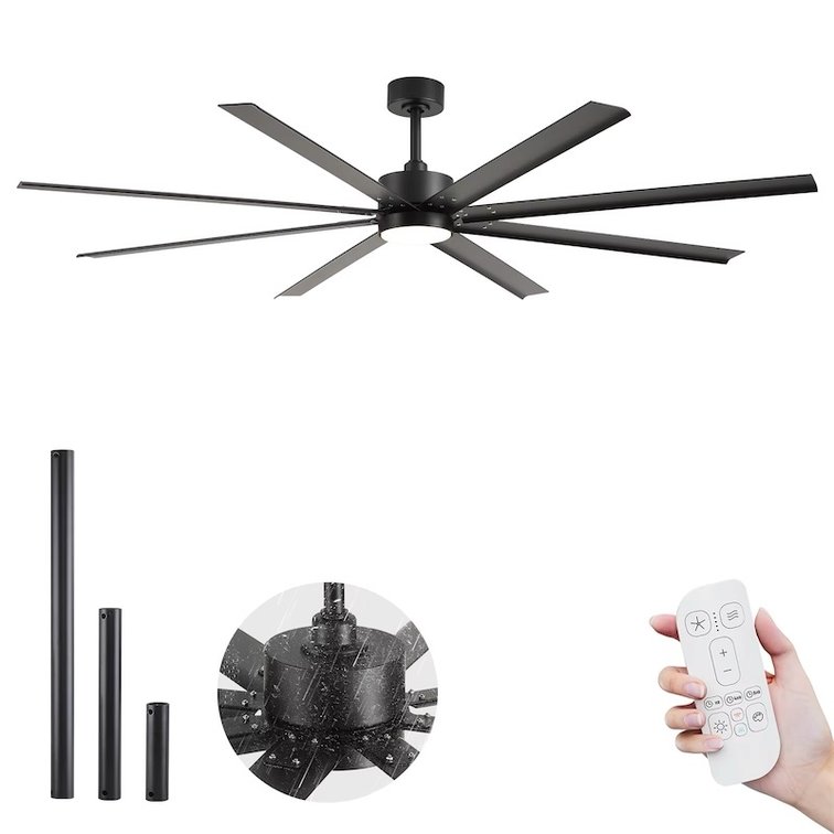 56 Electric Metal WiFi Smart Ceiling Fan with LED Light, 8 Blades