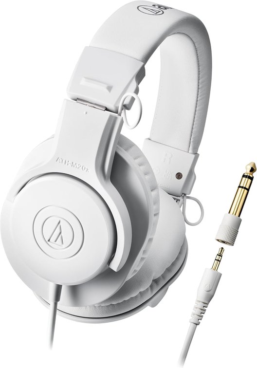 Audio-Technica ATH-M20x Studio Monitor Headphones, White