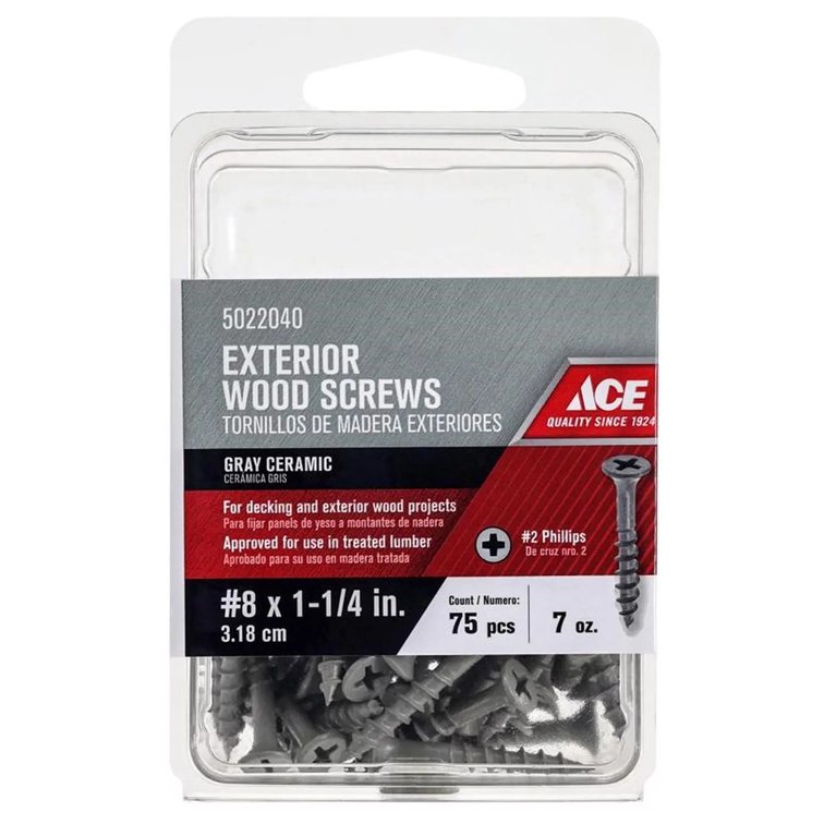 Hillman No. 8 Gray Coarse Wood Screws 1-1/4 in L, 75 pk