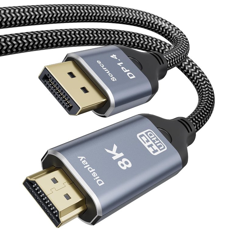 DP to HDMI 2.1 Cable 3.3ft, 8K@60Hz/4K@120Hz, Uni-Directional