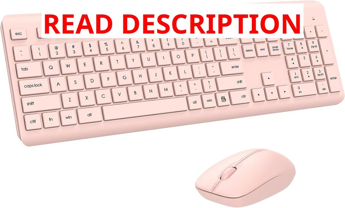 Wireless Keyboard & Mouse Combo, Silent 2.4G Optical Pink