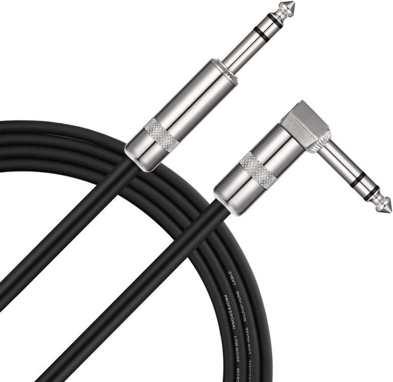 Donner 15ft TRS Cable Balanced Right-Angle to Straight Black
