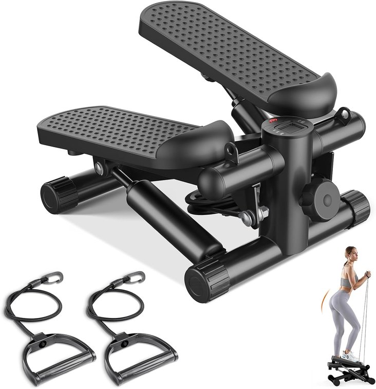 Sweetcrispy Mini Stair Stepper with Resistance Bands, 300 LBS