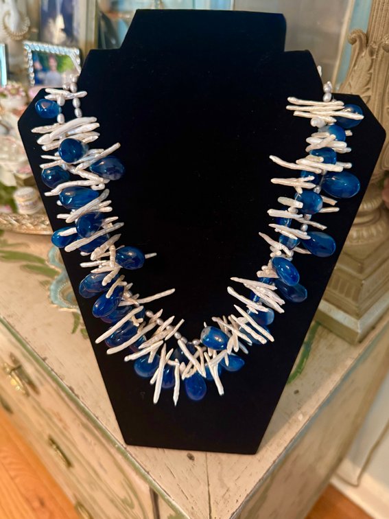 Blue Agate Stone Artisan Necklace