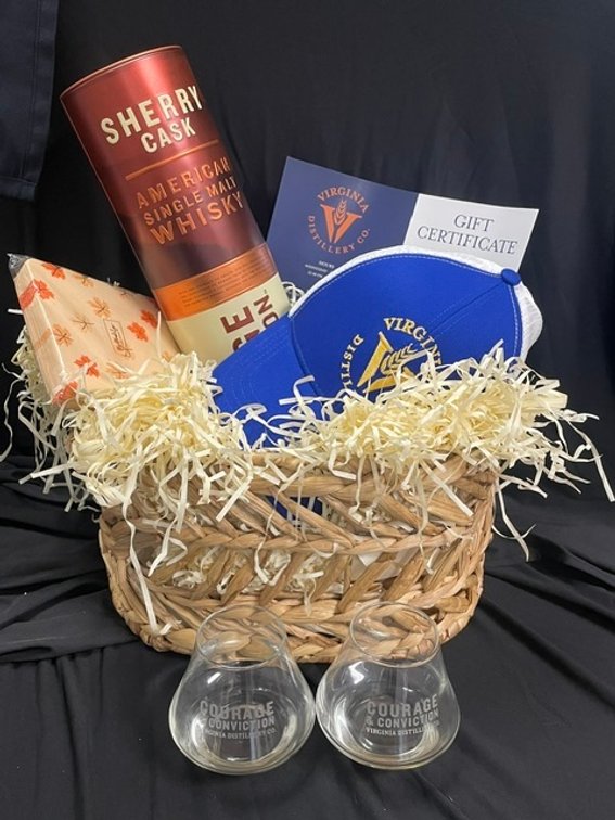 Virginia Distillery Sherry Cask Whiskey Basket and Tasting Expierence