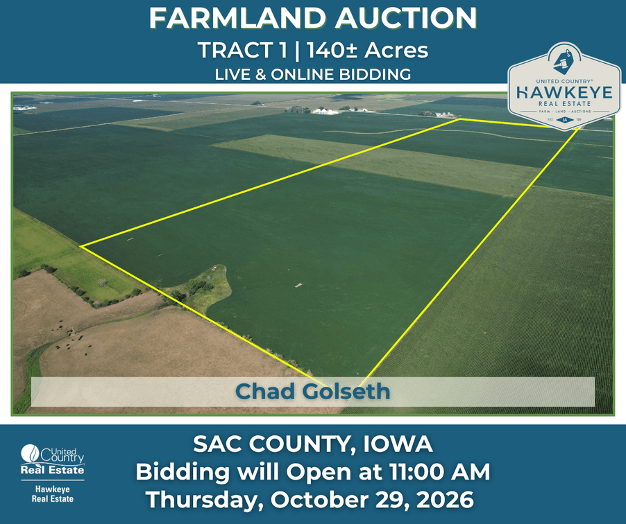 Tract #1: 140 +/- Acres, Sac County Farmland Auction