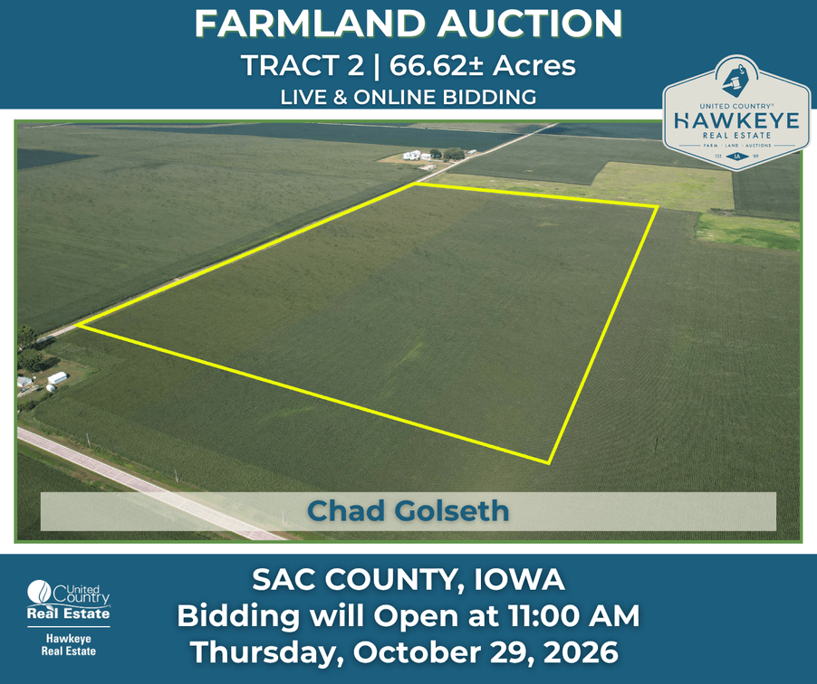 Tract #2: 66.62 +/- Acres, Sac County Farmland Auction