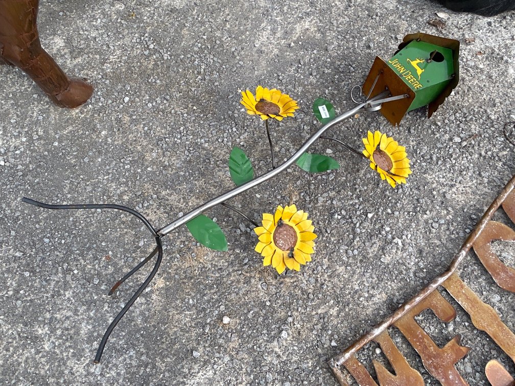JOHN DEERE BIRDHOUSE ON SUNFLOWER STAND