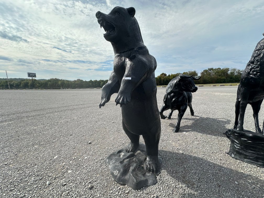 STANDING MAD GRIZZLY BEAR STATUE