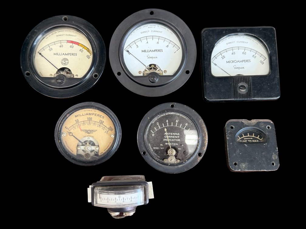Lot of 7 Vintage Supreme Electrical Panel Meters & Gauges
