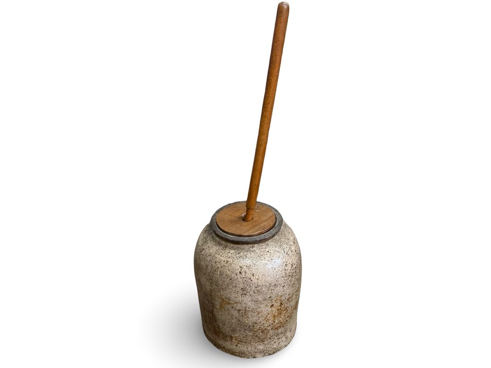 Stoneware Butter Churn with Wooden Dasher