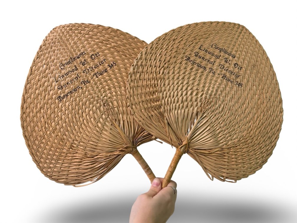 Funeral Home Advertisement Woven Hand Fans