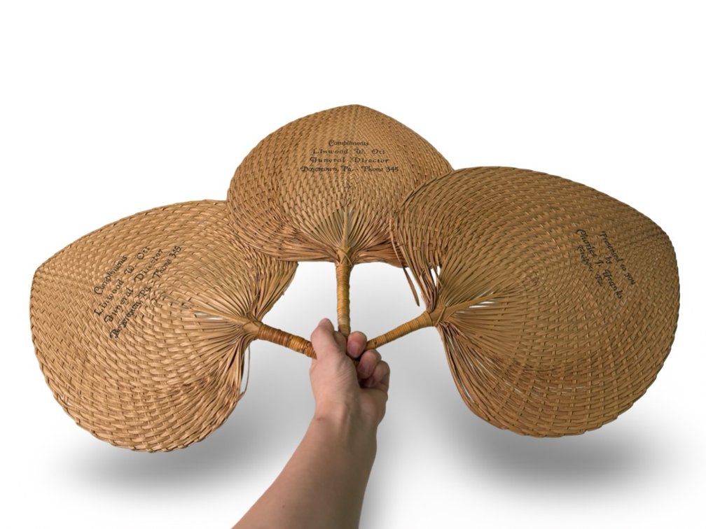 Funeral Home Advertisement Woven Hand Fans