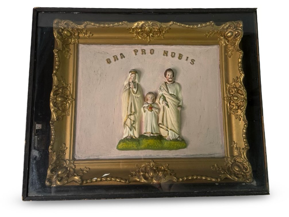 Framed Religious Music Box Relief