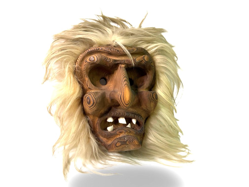 Wood Tribal Mask with Real Teeth