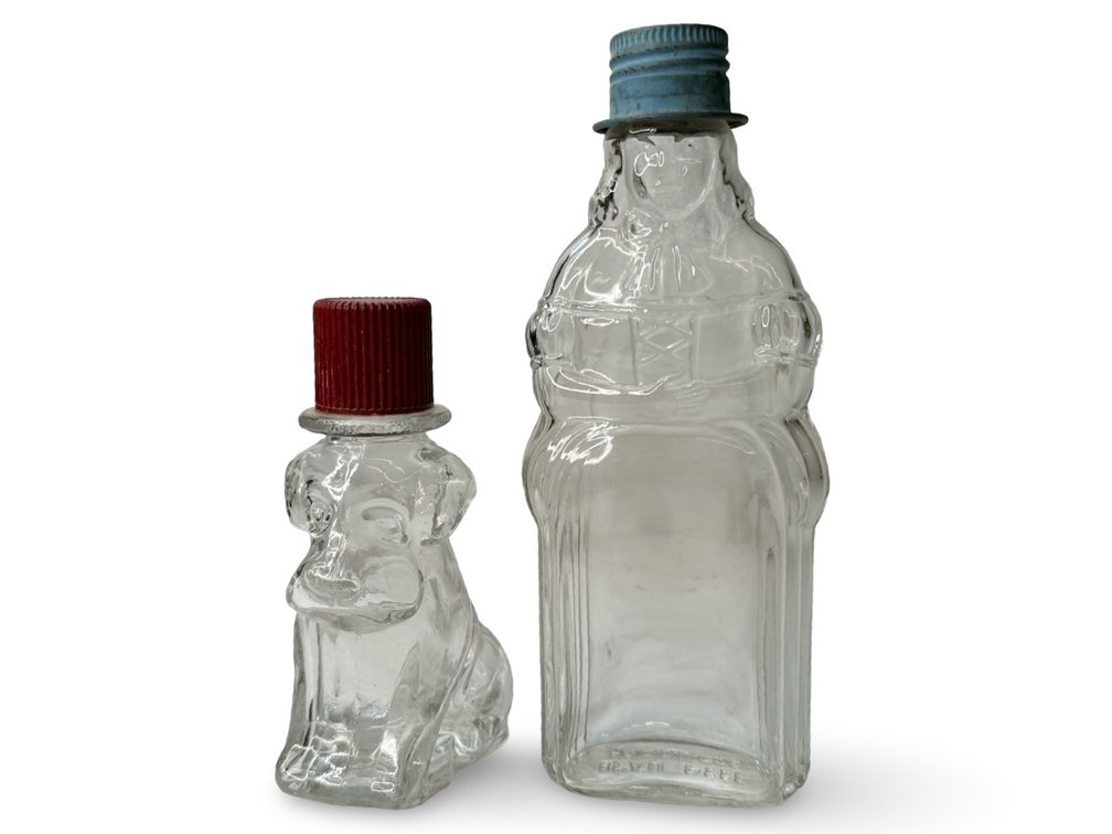Clear Molded Glass Figural Bottles