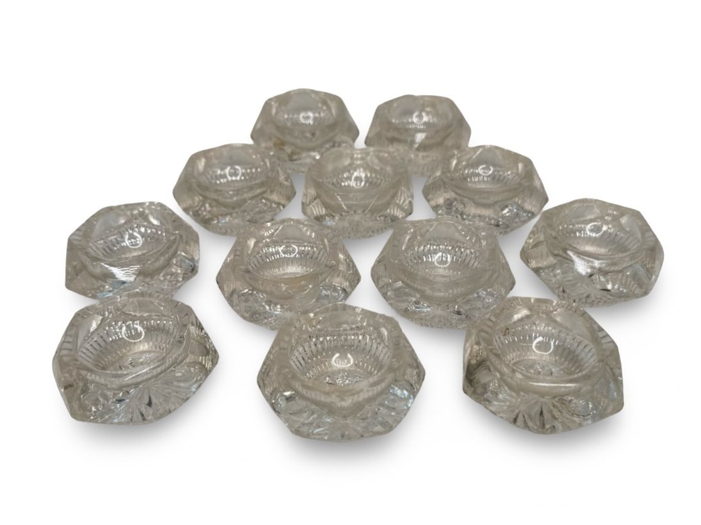 Clear Pressed Glass Open Salt Cellars