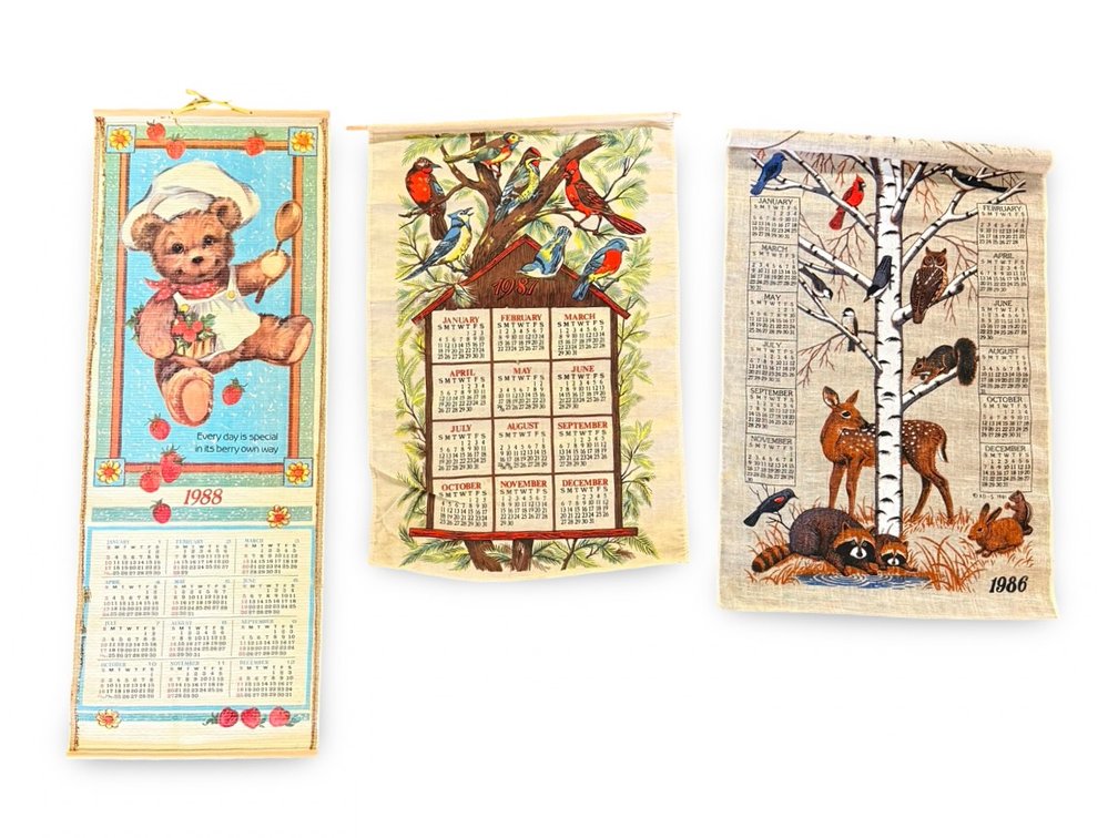 Printed Fabric Calendar Wall Hangings, 1986-1988