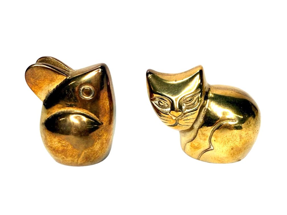 Polished Brass Stylized Animal Figurines