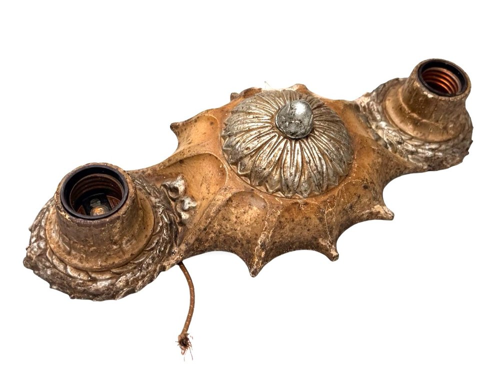 Cast Metal Two-Light Fixture Bracket