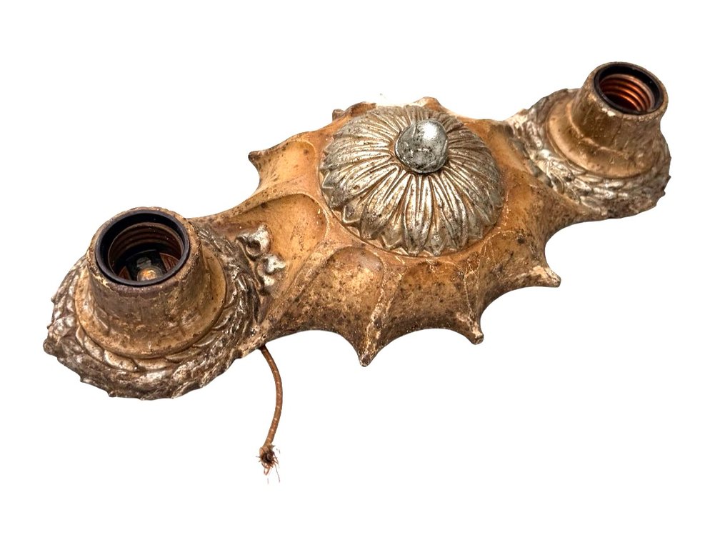 Cast Metal Two-Light Scalloped Wall Sconce