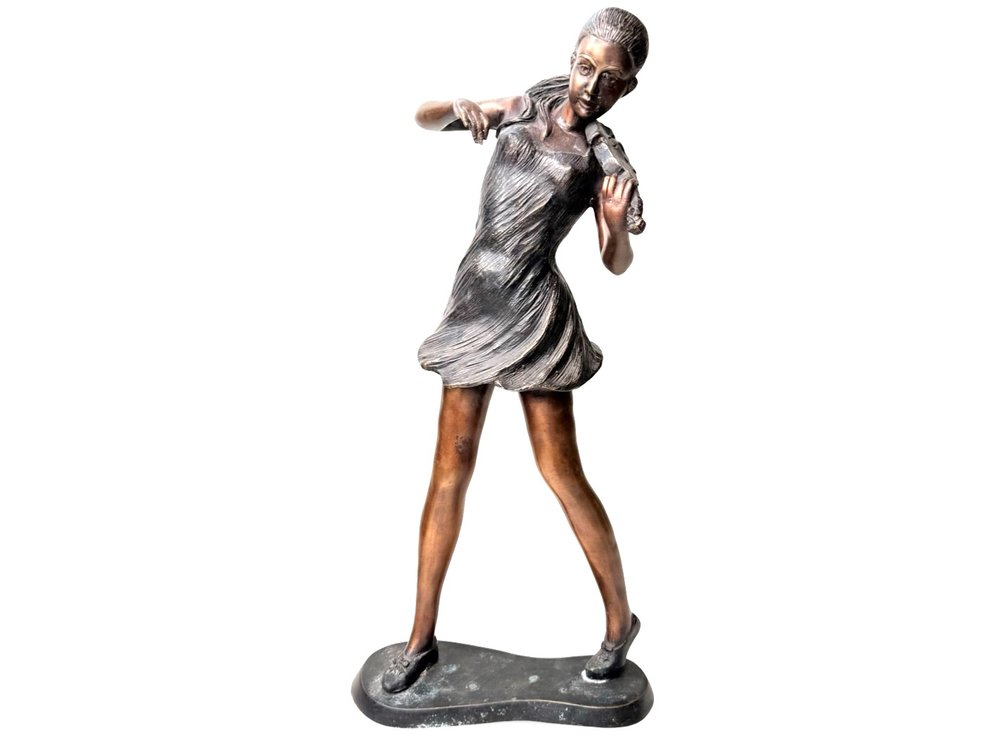 Patinated Bronze Sculpture of a Female Violinist