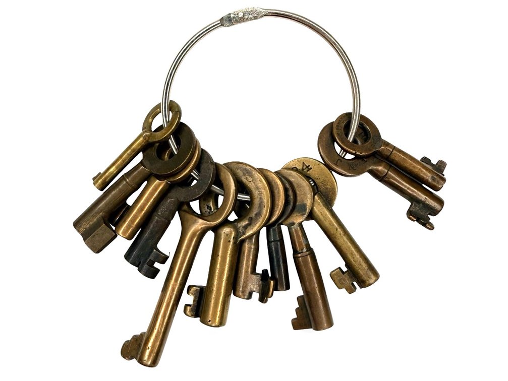 Brass and Iron Railroad Padlock Skeleton Keys