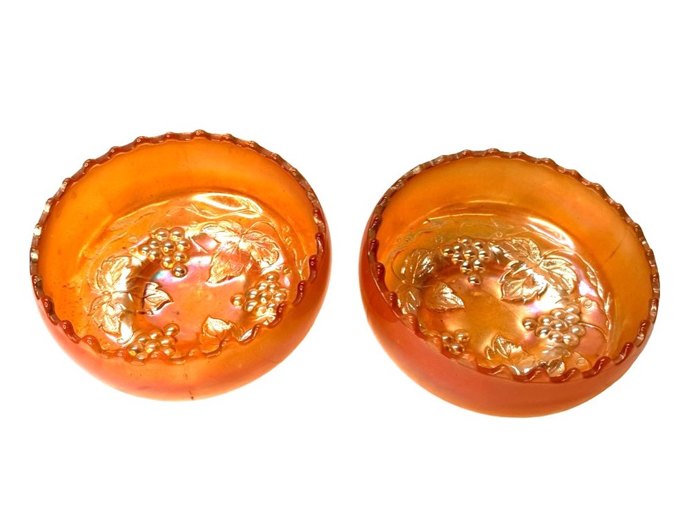 Marigold Carnival Glass Grape Pattern Bowls