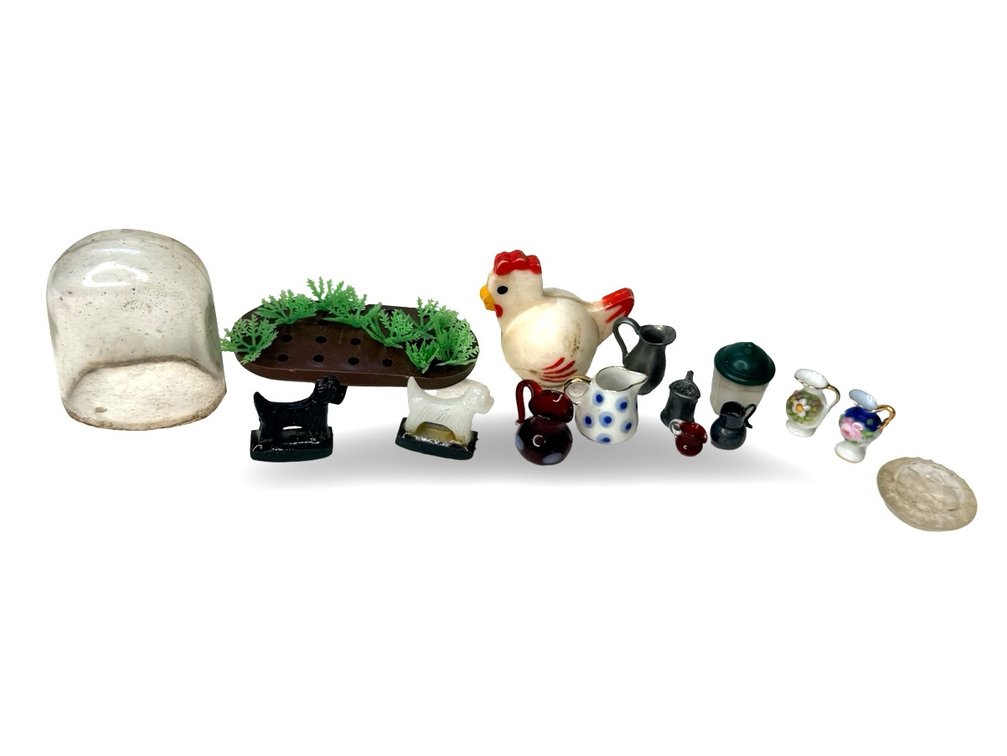 Miniature Dollhouse Pitchers, Figurines, and Tableware