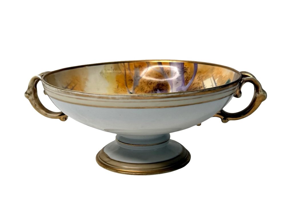 Nippon Hand-Painted Porcelain Footed Compote Bowl