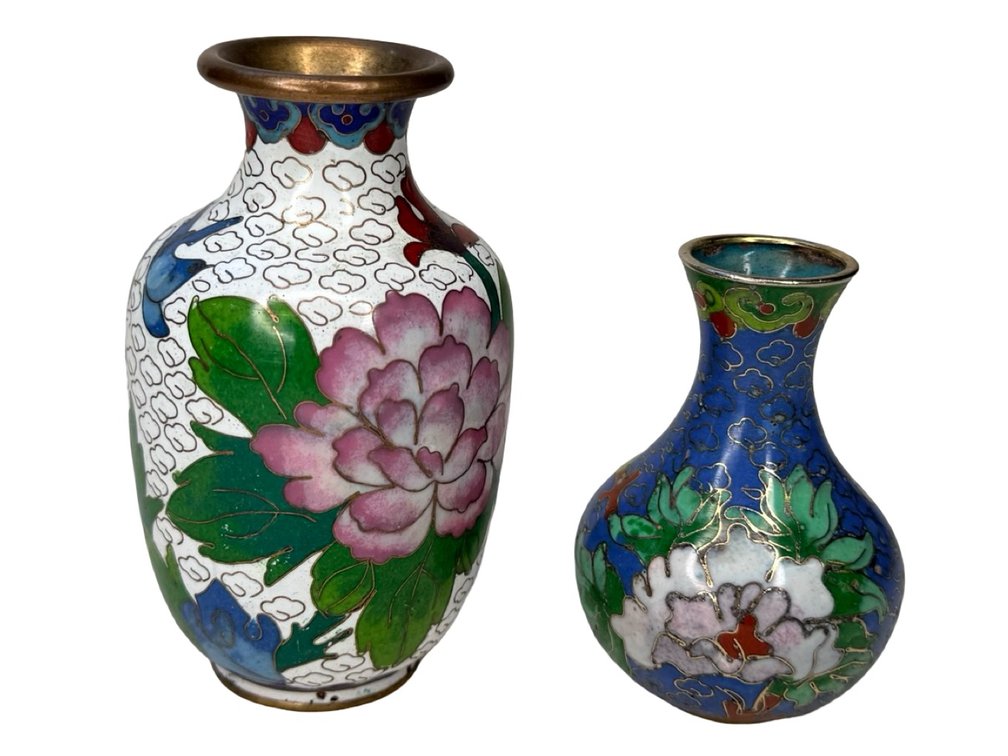 Two Miniature Cloisonné Enamel Vases