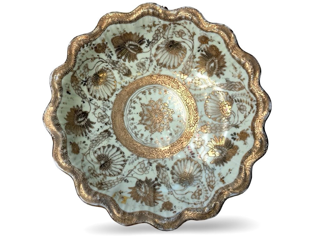 Nippon Hand Painted Gilt Porcelain Scalloped Bowl