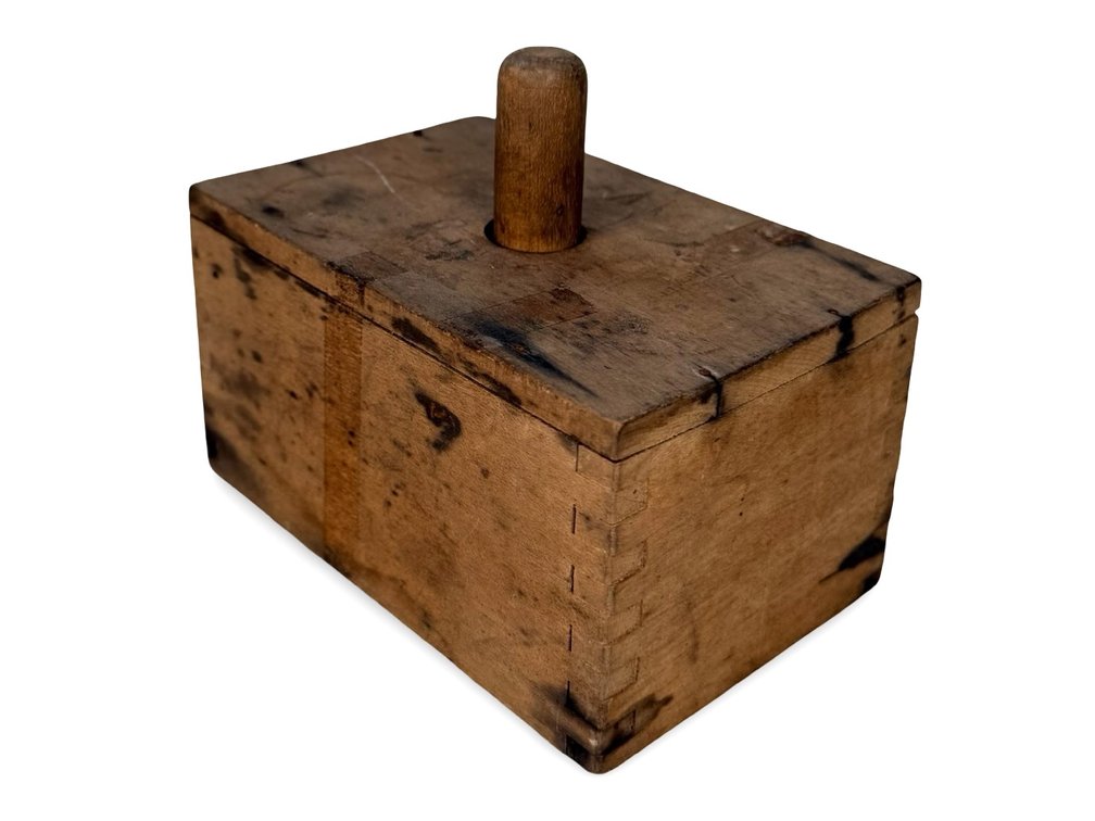 Wooden Butter Mold Box with Plunger Press