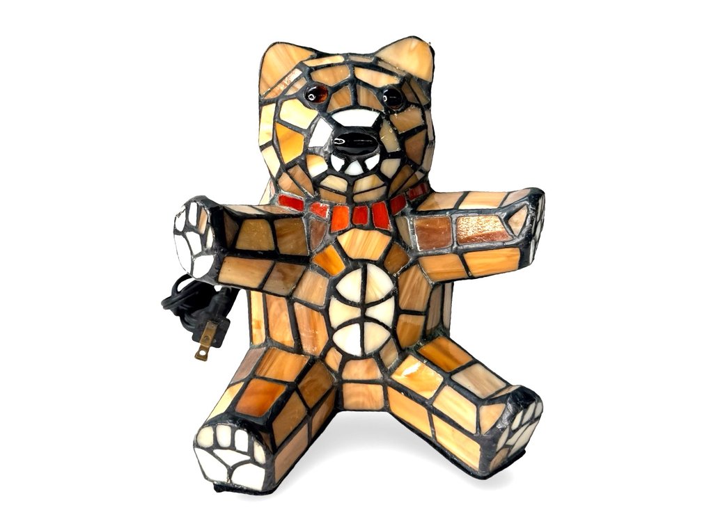 Leaded Stained Glass Teddy Bear Accent Lamp