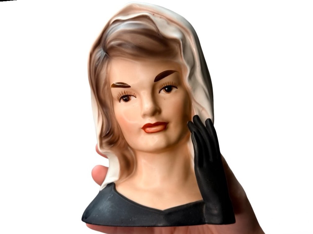 Inarco E-1852 Jacqueline Kennedy Head Vase and Clippings