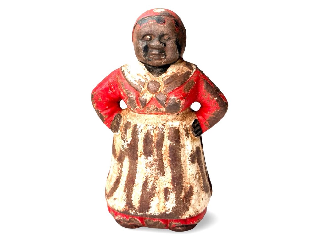 Painted Cast Iron Mammy Figural Still Bank
