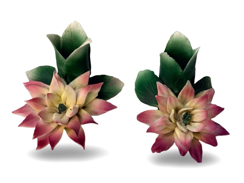 Capodimonte Ceramic Floral Candle Holders