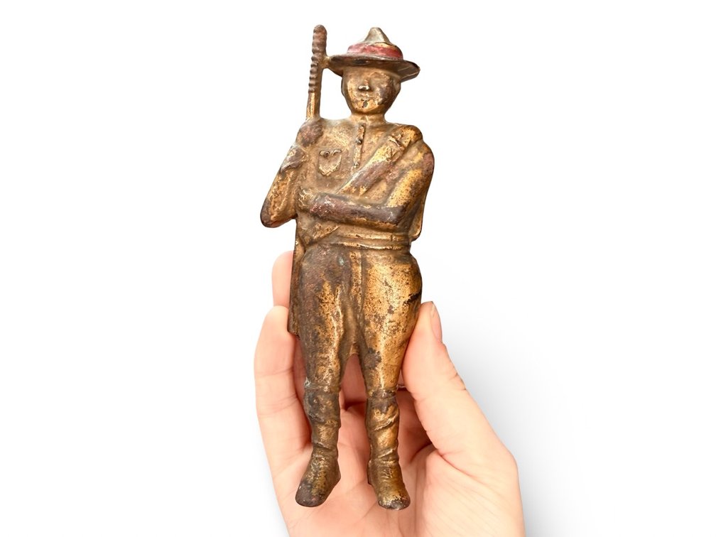Cast Metal Standing Soldier Figurine with Rifle