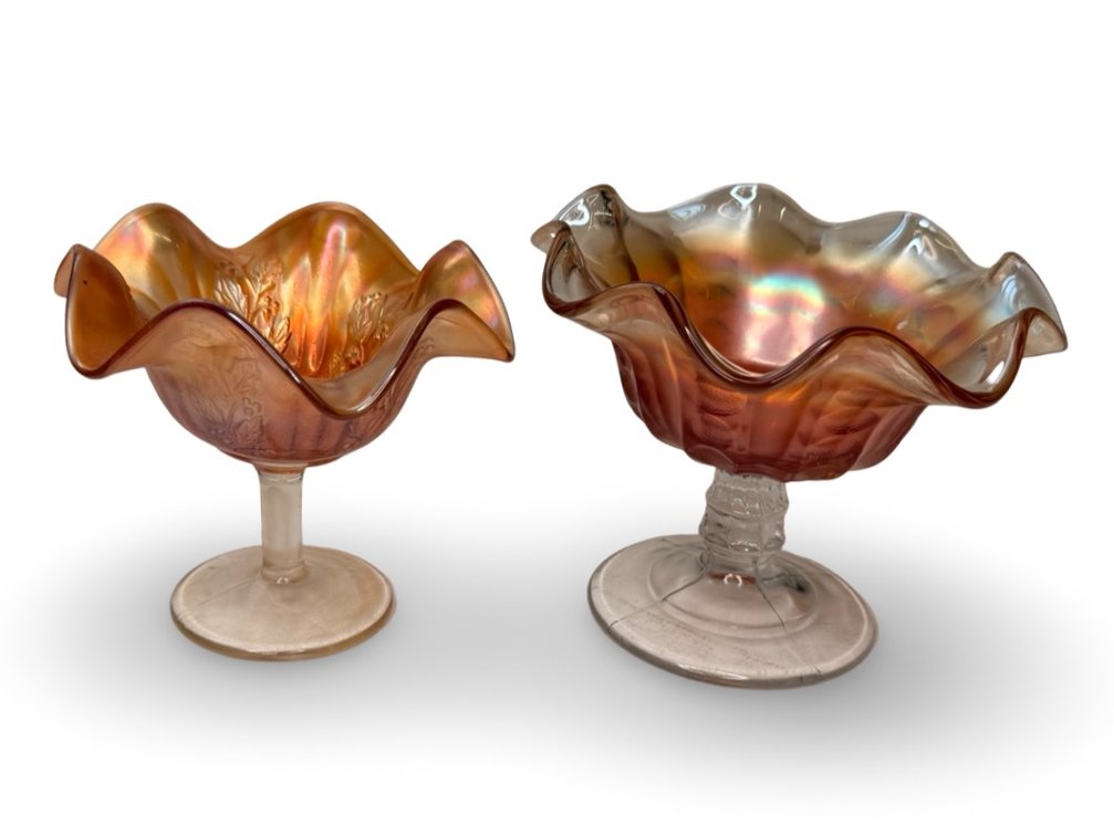 Marigold Ruffled Carnival Glass - UV Reactive