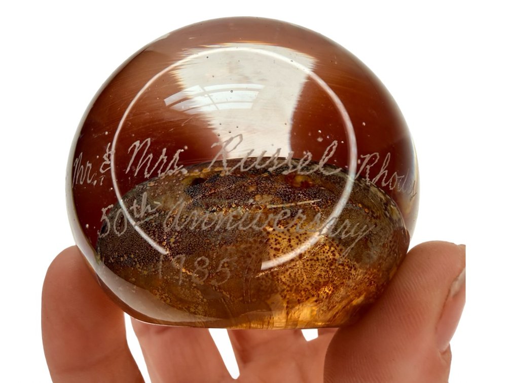 Art Glass Paperweight and Polished Stone Specimen