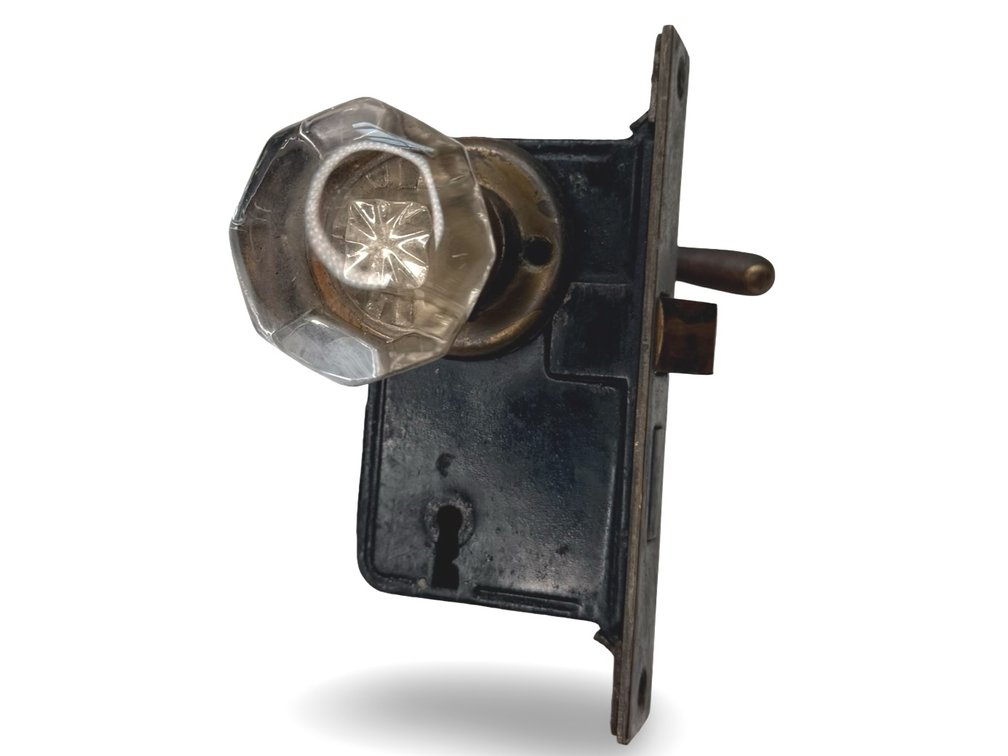 Mortise and Rim Door Locks with Glass Knobs and Lever Handle