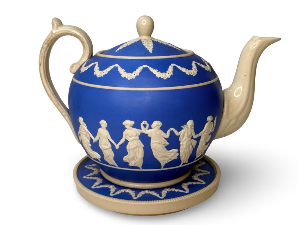 Copeland Late Spode Jasperware Teapot with Lid and Stand