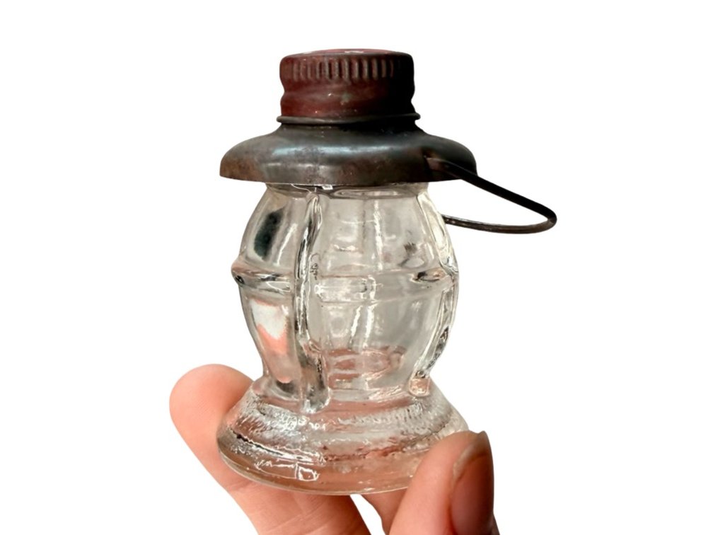 Miniature Lantern-Shaped Glass Candy Container