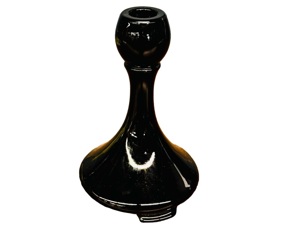 Black Glass Candlestick Holder