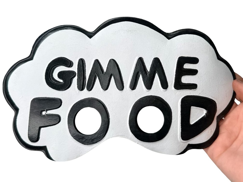 Collegeville "GIMME FOOD" Cloud-Shaped Plastic Mask