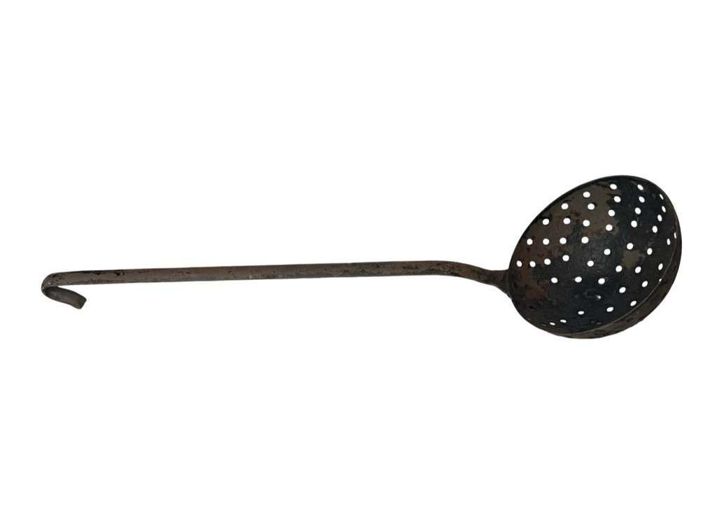Forged Metal Perforated Skimmer with Hooked Handle