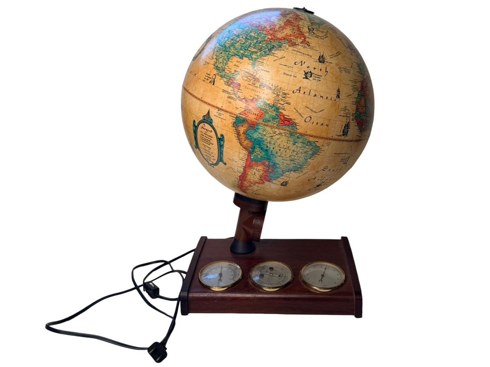 Illuminated Desk Globe with Weather Station Base