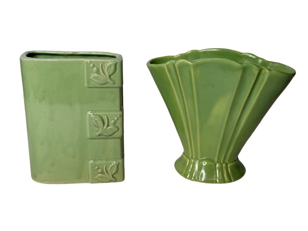 Green Glazed Ceramic Art Pottery Vases