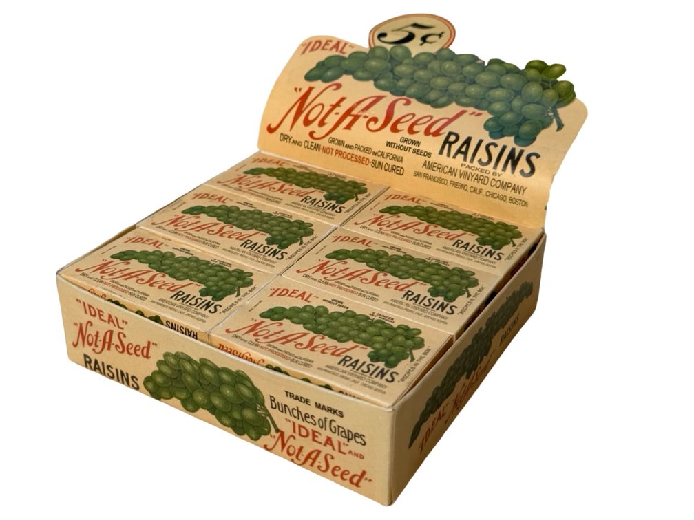 Ideal Not-A-Seed Raisins Reproduction Counter Display Box