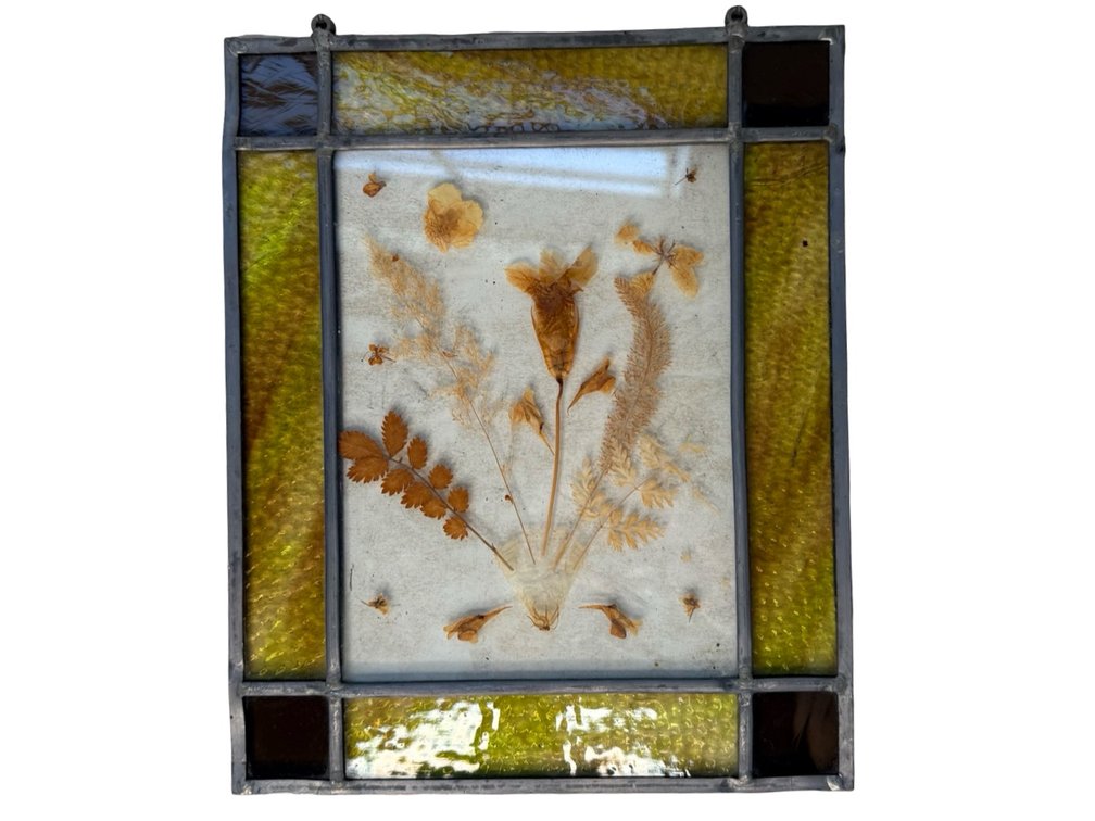 Pressed Botanical Stained Glass Hanging Panel